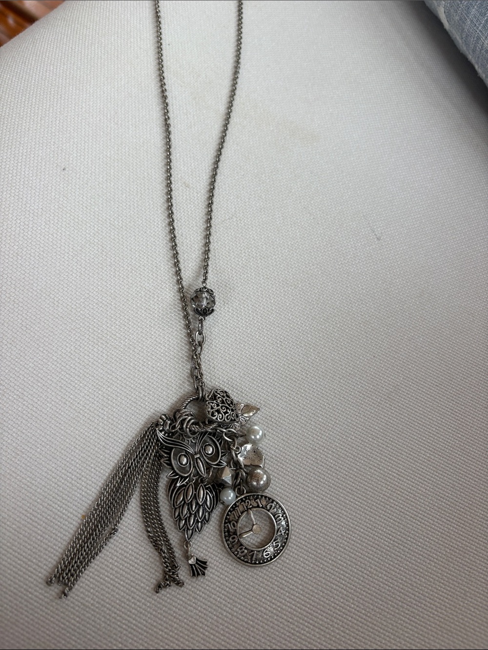 Napier Pendant Charm Necklace-Owl, clock , heart, dangle long